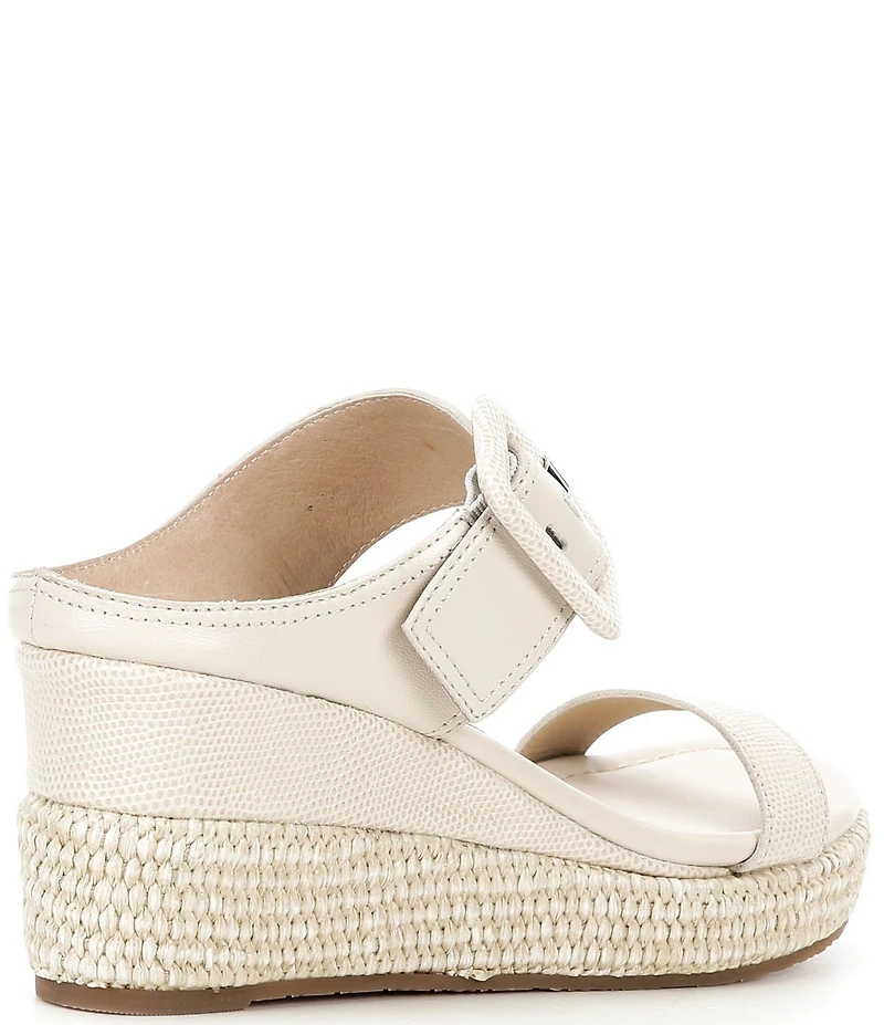 Donald Pliner Gizelle Leather Adjustable Buckle Double Banded Wedge Sandals