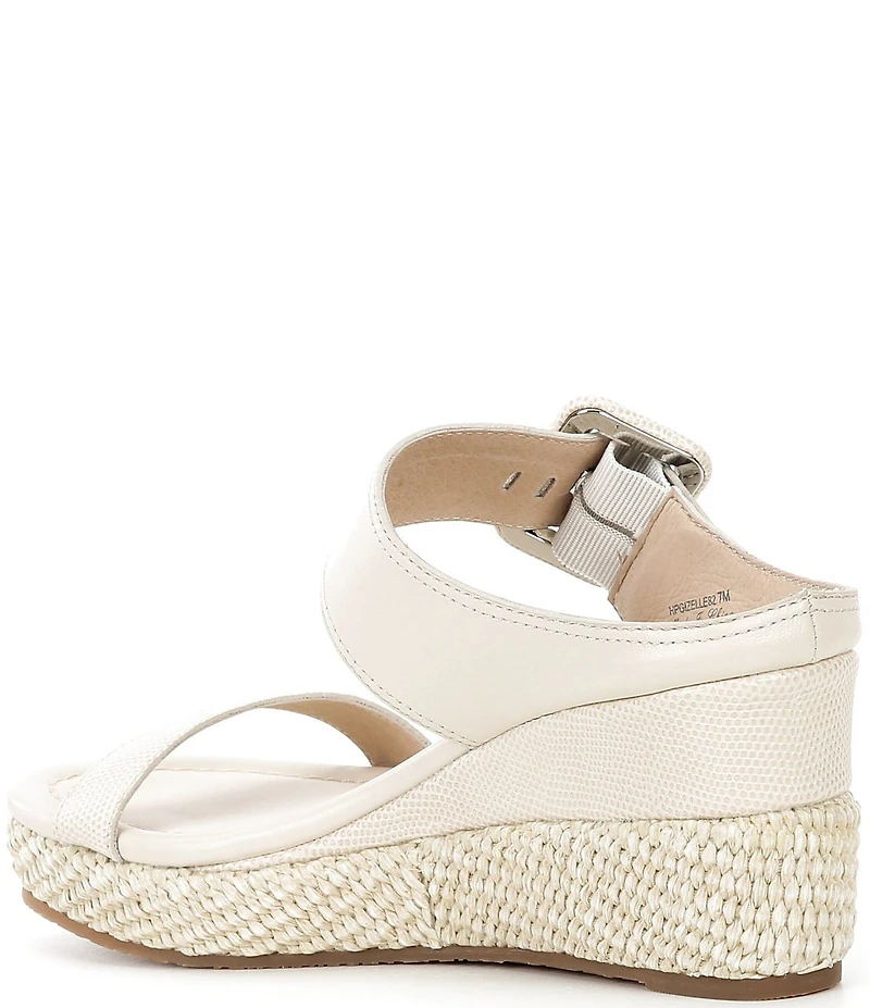 Donald Pliner Gizelle Leather Adjustable Buckle Double Banded Wedge Sandals