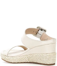 Donald Pliner Gizelle Leather Adjustable Buckle Double Banded Wedge Sandals
