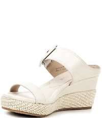 Donald Pliner Gizelle Leather Adjustable Buckle Double Banded Wedge Sandals