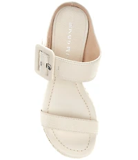 Donald Pliner Gizelle Leather Adjustable Buckle Double Banded Wedge Sandals