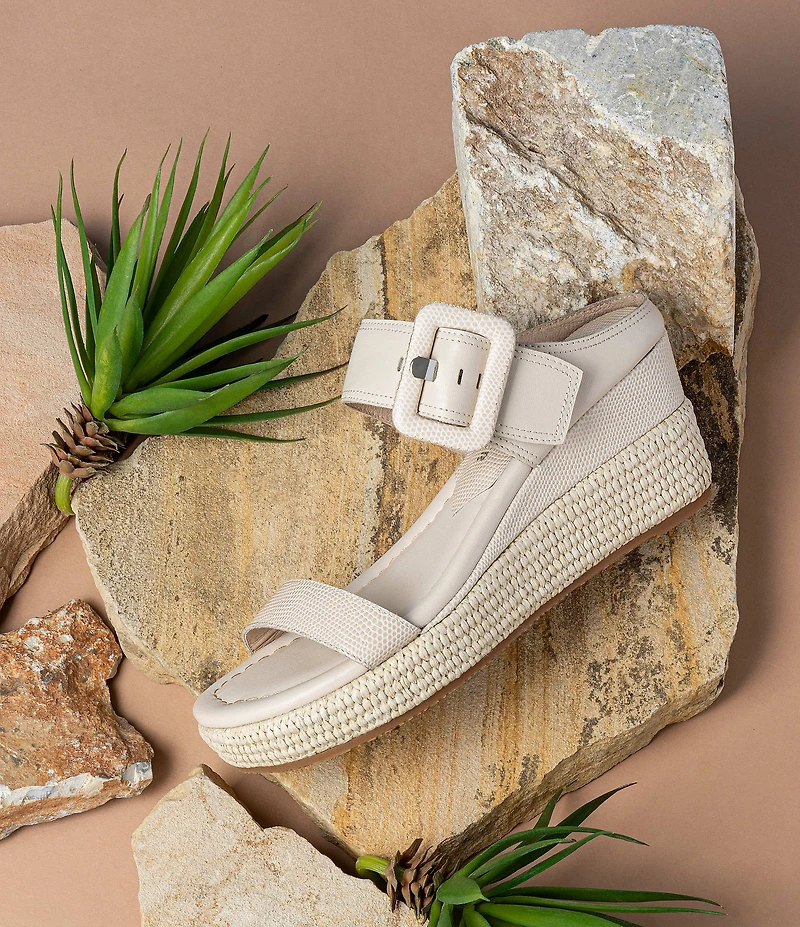Donald Pliner Gizelle Leather Adjustable Buckle Double Banded Wedge Sandals