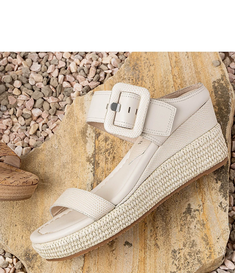 Donald Pliner Gizelle Leather Adjustable Buckle Double Banded Wedge Sandals