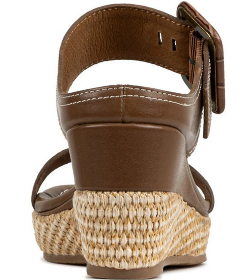 Donald Pliner Gizelle Leather Croco Accent Woven Wedge Buckled Slide Sandals