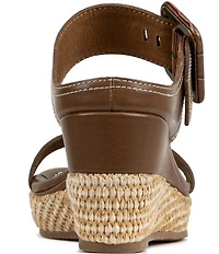 Donald Pliner Gizelle Leather Croco Accent Woven Wedge Buckled Slide Sandals
