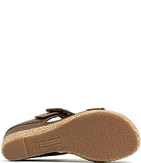 Donald Pliner Gizelle Leather Croco Accent Woven Wedge Buckled Slide Sandals