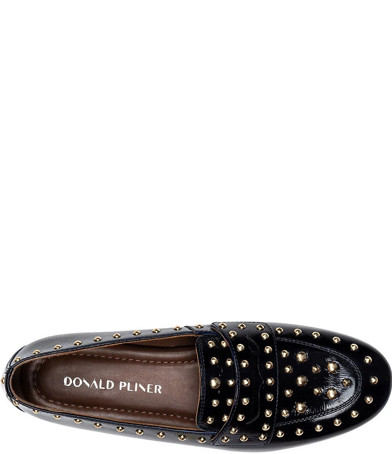 Donald Pliner Glimmer Studded Patent Leather Penny Loafers