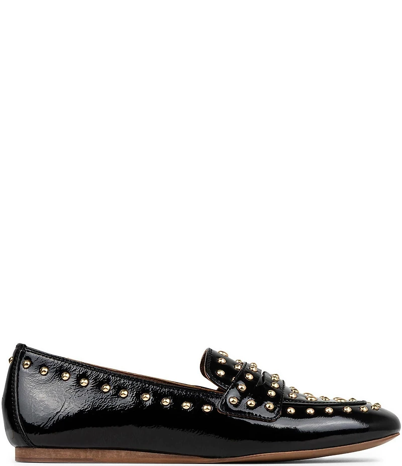 Donald Pliner Glimmer Studded Patent Leather Penny Loafers
