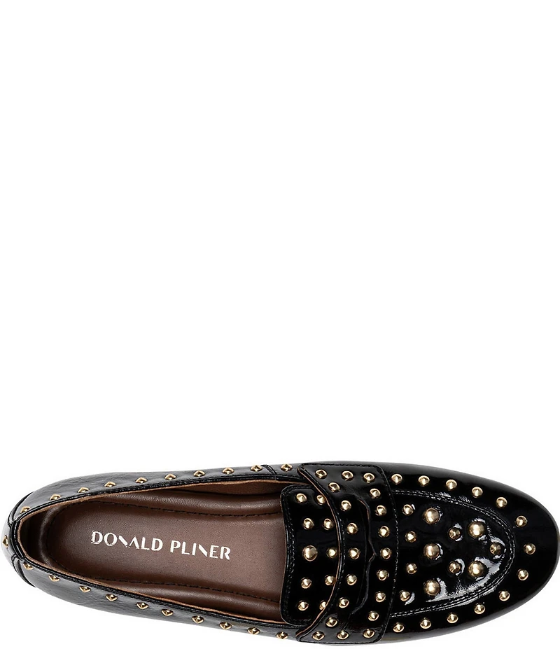 Donald Pliner Glimmer Studded Patent Leather Penny Loafers