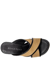 Donald Pliner Gorgina Raffia X Band Platform Wedge Slide Sandals