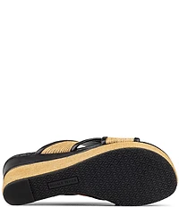 Donald Pliner Gorgina Raffia X Band Platform Wedge Slide Sandals