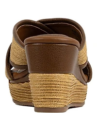 Donald Pliner Gorgina Raffia X Band Platform Wedge Slide Sandals