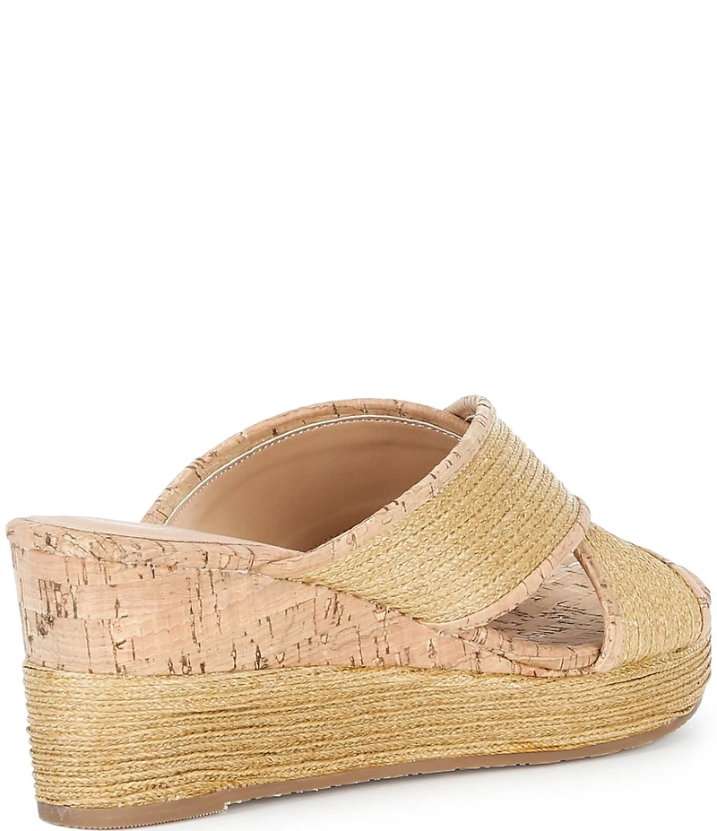 Donald Pliner Gorgina Raffia X Band Platform Wedge Slide Sandals