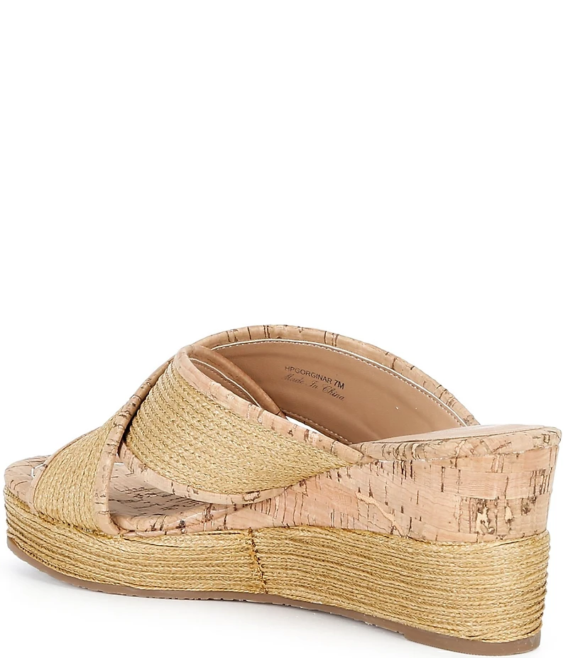 Donald Pliner Gorgina Raffia X Band Platform Wedge Slide Sandals