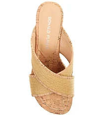 Donald Pliner Gorgina Raffia X Band Platform Wedge Slide Sandals