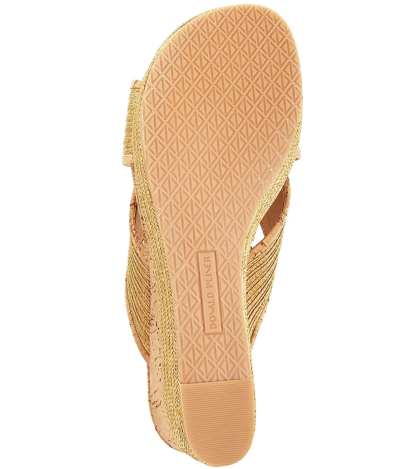 Donald Pliner Gorgina Raffia X Band Platform Wedge Slide Sandals