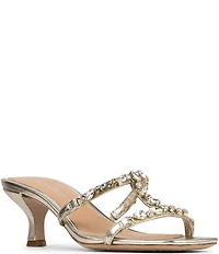 Donald Pliner Griffon Metallic Leather Jewel Ornamented Dress Slide Sandals