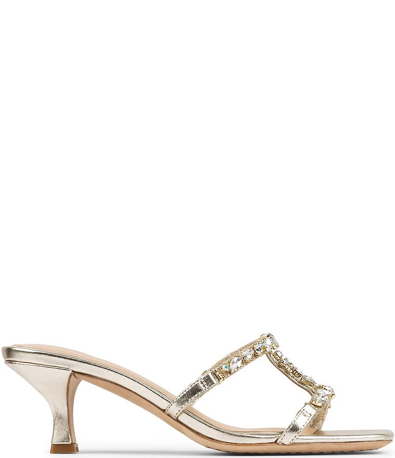 Donald Pliner Griffon Metallic Leather Jewel Ornamented Dress Slide Sandals