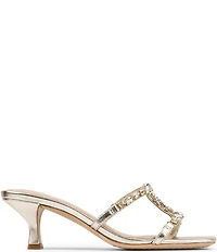 Donald Pliner Griffon Metallic Leather Jewel Ornamented Dress Slide Sandals