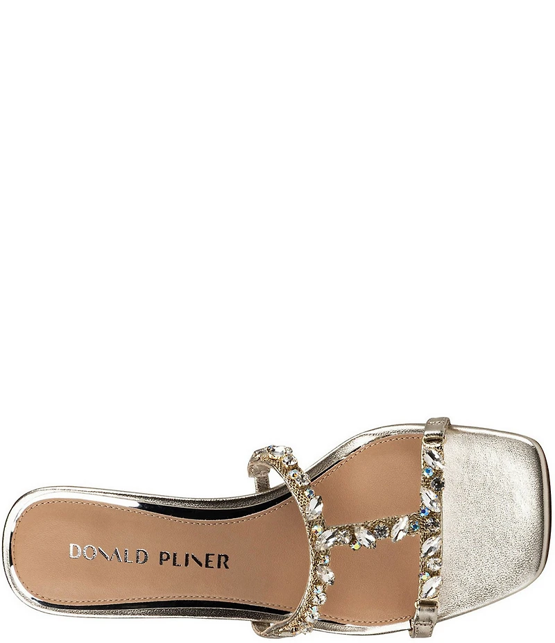Donald Pliner Griffon Metallic Leather Jewel Ornamented Dress Slide Sandals