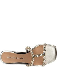 Donald Pliner Griffon Metallic Leather Jewel Ornamented Dress Slide Sandals