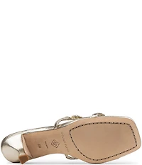 Donald Pliner Griffon Metallic Leather Jewel Ornamented Dress Slide Sandals