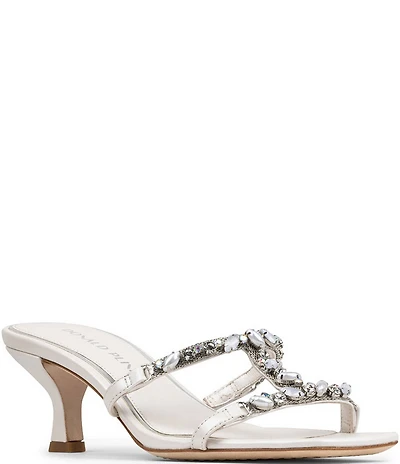 Donald Pliner Griffon Pearlized Leather Jewel Ornamented Dress Slide Sandals