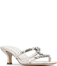 Donald Pliner Griffon Pearlized Leather Jewel Ornamented Dress Slide Sandals