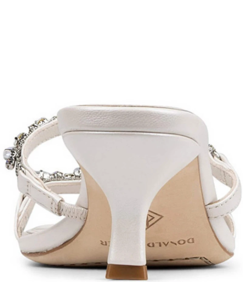 Donald Pliner Griffon Pearlized Leather Jewel Ornamented Dress Slide Sandals