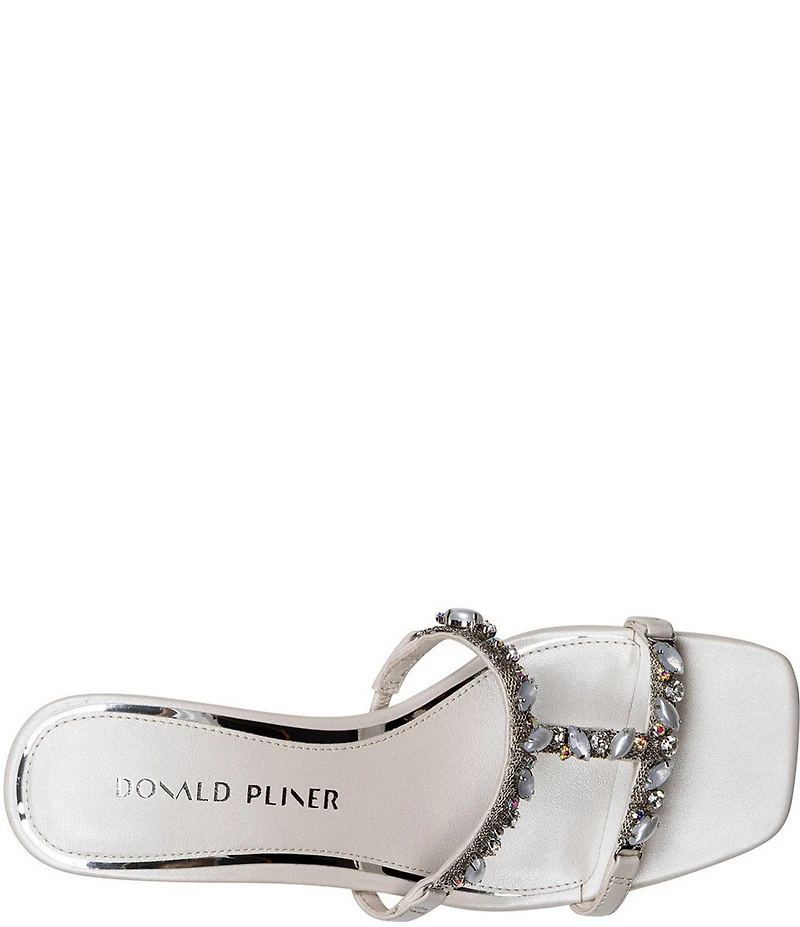 Donald Pliner Griffon Pearlized Leather Jewel Ornamented Dress Slide Sandals