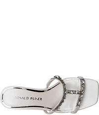 Donald Pliner Griffon Pearlized Leather Jewel Ornamented Dress Slide Sandals