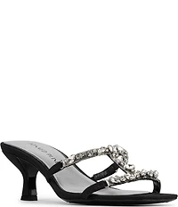 Donald Pliner Griffon Satin Jewel Ornamented Dress Slide Sandals