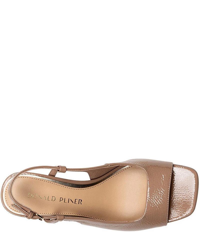 Donald Pliner Grinn Crinkle Patent Leather Peep Toe Slingback Pumps