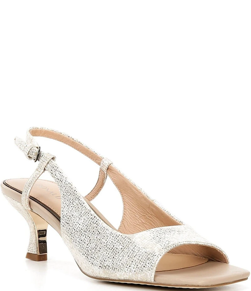 Donald Pliner Grinn Metallic Leather Peep Toe Slingback Dress Pumps