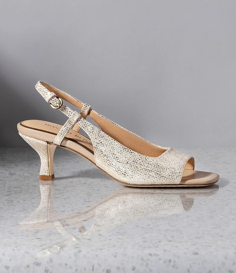 Donald Pliner Grinn Metallic Leather Peep Toe Slingback Dress Pumps