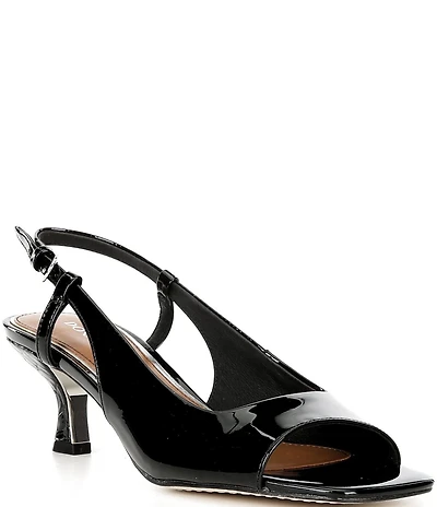 Donald Pliner Grinn Patent Leather Slingback Peep Toe Croco Heel Dress Pumps
