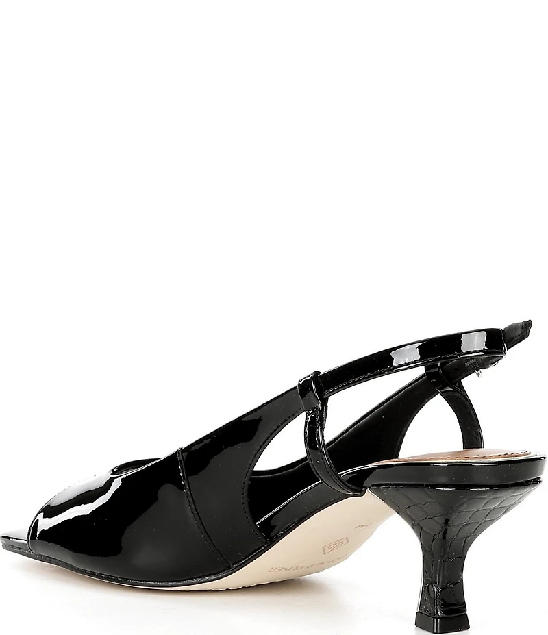 Donald Pliner Grinn Patent Leather Slingback Peep Toe Croco Heel Dress Pumps