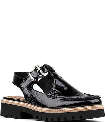 Donald Pliner Halliday Crinkle Patent Cutout Slingback Loafers