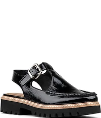 Donald Pliner Halliday Crinkle Patent Cutout Slingback Loafers