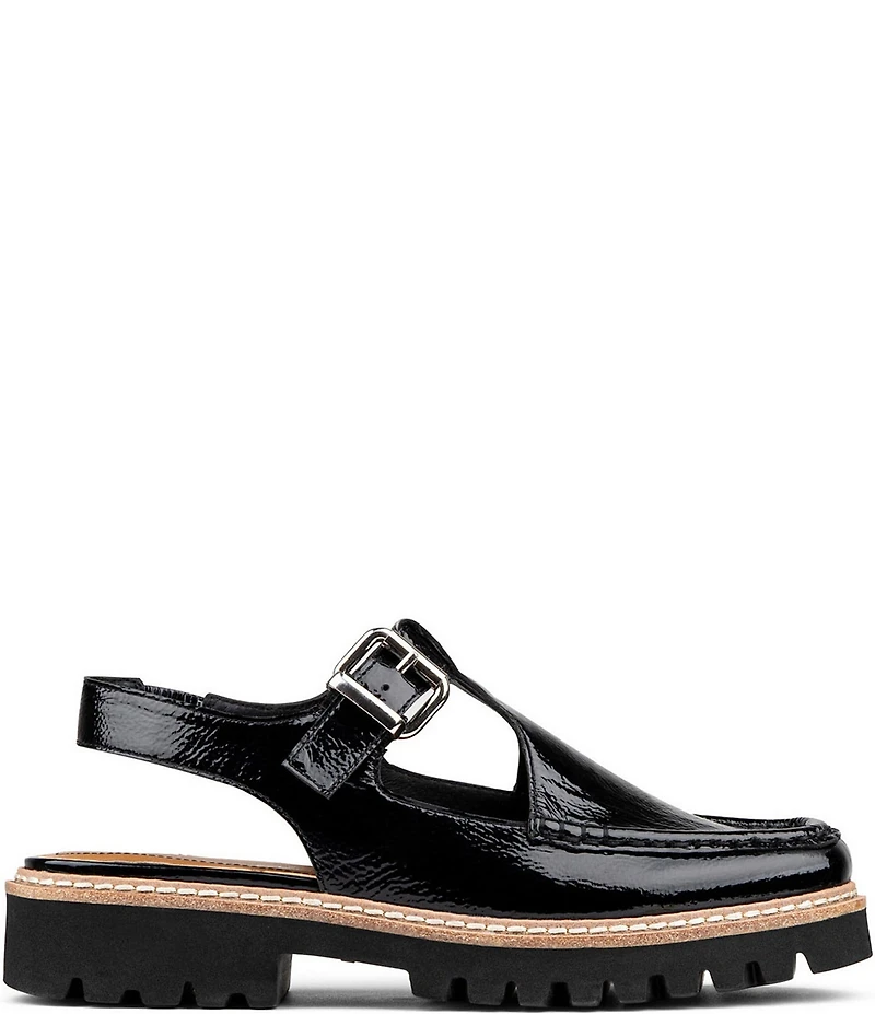 Donald Pliner Halliday Crinkle Patent Cutout Slingback Loafers