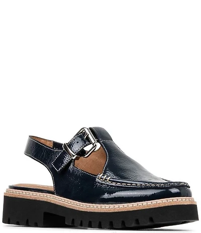 Donald Pliner Halliday Crinkle Patent Cutout Slingback Loafers