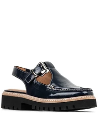 Donald Pliner Halliday Crinkle Patent Cutout Slingback Loafers