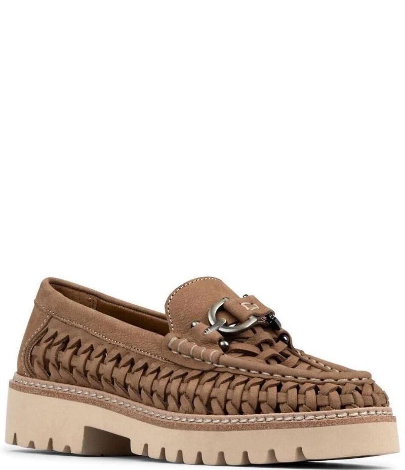 Donald Pliner Hansine Woven Nubuck Bit Strap Lugged Loafers