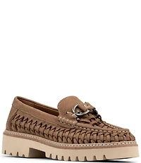 Donald Pliner Hansine Woven Nubuck Bit Strap Lugged Loafers