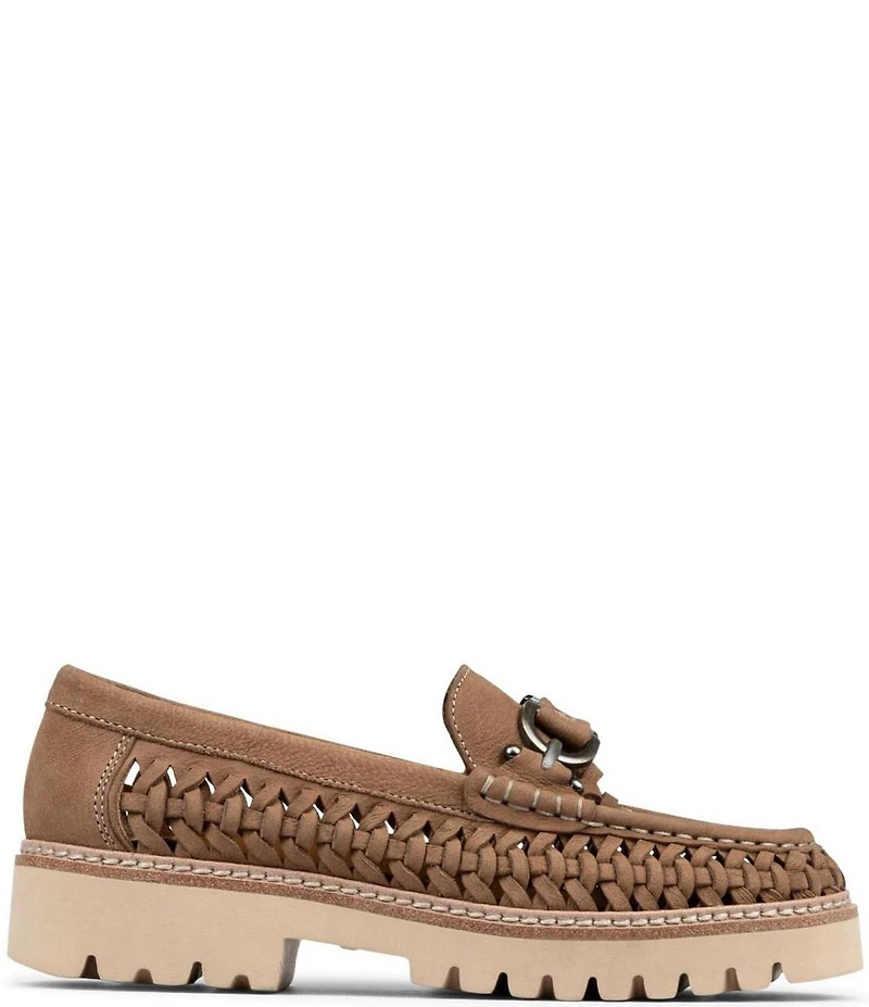 Donald Pliner Hansine Woven Nubuck Bit Strap Lugged Loafers