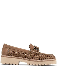 Donald Pliner Hansine Woven Nubuck Bit Strap Lugged Loafers