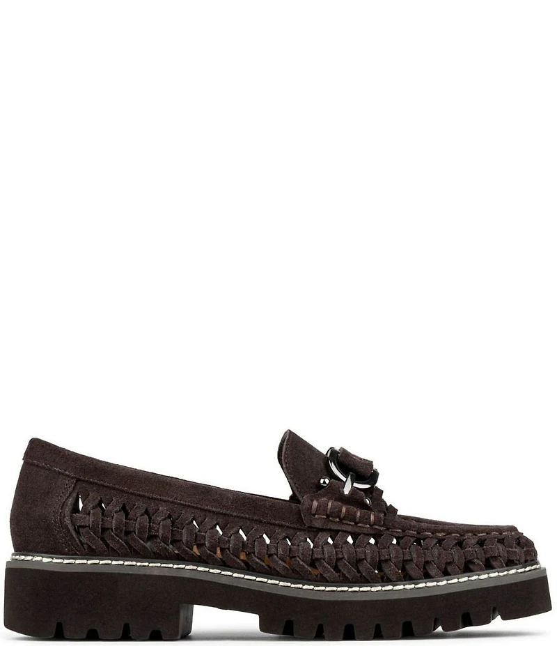 Donald Pliner Hansine Woven Suede Bit Strap Lugged Loafers
