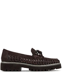 Donald Pliner Hansine Woven Suede Bit Strap Lugged Loafers