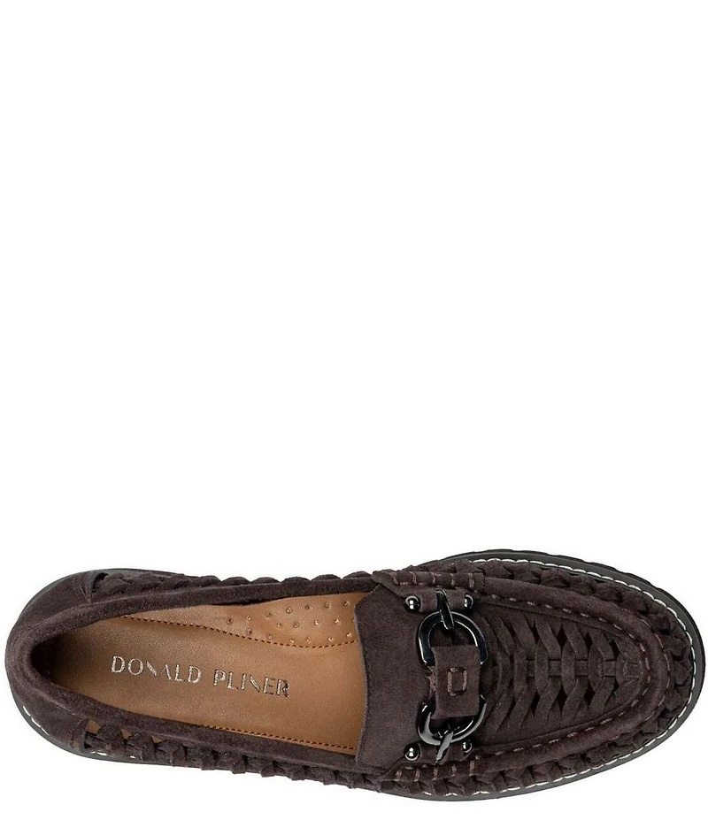 Donald Pliner Hansine Woven Suede Bit Strap Lugged Loafers