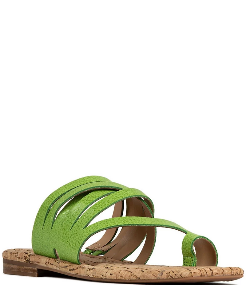 Donald Pliner Hazie Leather Strappy Toe Ring Flat Sandals